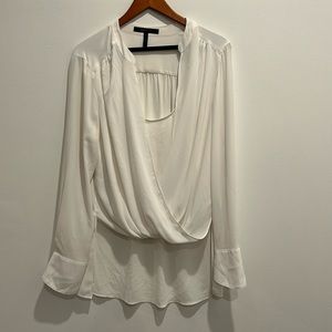 BCBGMaxAzria Cream Drape Blouse